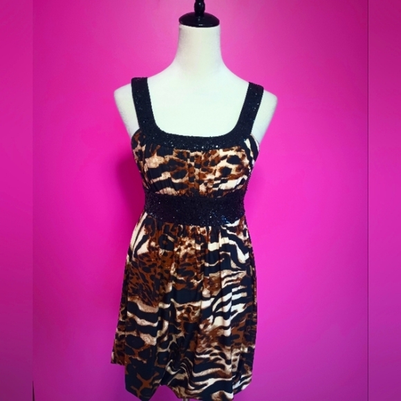 Rampage Y2K Ladies Animal Print Balloon Mini Dress (Size Medium) - Picture 2 of 11